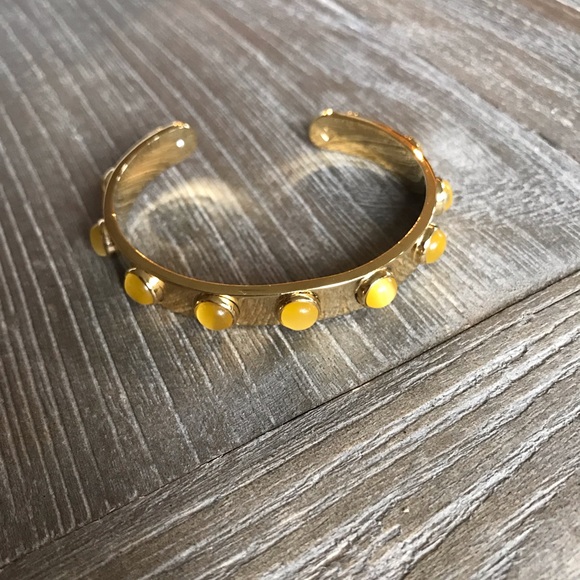 Gold-Tone Bezel Stone Cuff Bracelet in Yellow - Picture 2 of 3